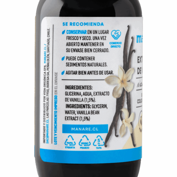 EXTRACTO DE VAINILLA SIN ALCOHOL 59 ML MANARE - Imagen 3